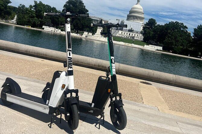 Scooter Tour — Washington DC's Monuments and Memorials - Washington Monument and the Holocaust Memorial: two different kinds of weight