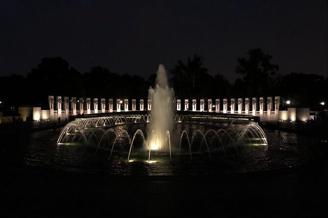 Semi-Private Evening Tour of Washington D.C. - World War II Memorial under the lights: a moving stop with included admission